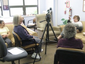 UlsterCorps volunteers interviewing seniors at the Day Services program, Multi-County Community Development, Highland