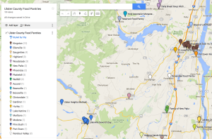 Interactive Google Map of Ulster County Food Pantries with hours