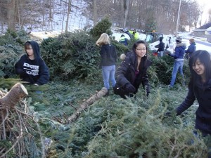 Kingston High School students assisted with Tree Chipping Saturday, January 16th
