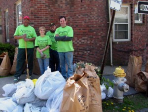 Members of the Kingston Uptown Residents Association cleaned Green Street end to end.  Left to right:      Chuck Jackson, Melissa Sweeney, Jerry Soldner and Eric Winchell.