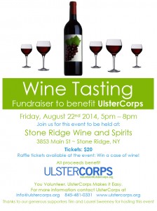 Wine Tasting Fundraiser to benefit UlsterCorps Friday August 22nd, 2014