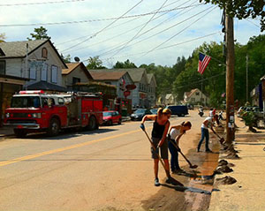 Volunteers assisting with local recovery efforts after Irene/Lee in 2011