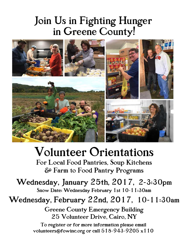 Volunteer Orientations for local Food Pantries + Feeding Programs