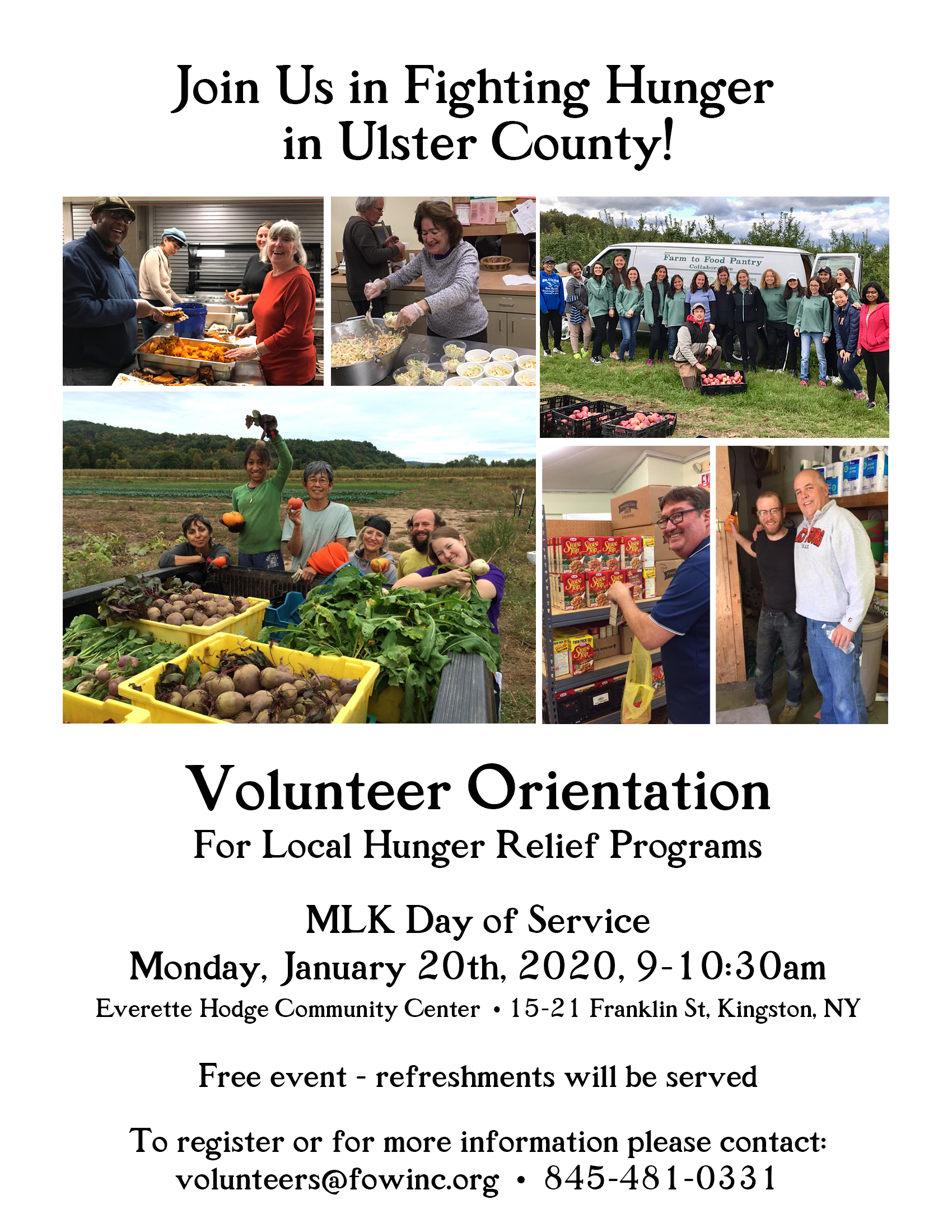 MLK Day of Service Volunteer Orientation for local hunger relief programs